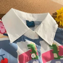 Juwas NEW ARRIVAL Harajuku Flowers Print Pajama Top