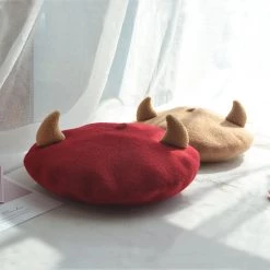 Juwas CLOTHING Little Devil Horn Beret Hat