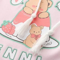 Juwas Strawberry Bear Drawstring Hoodie