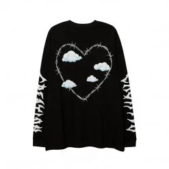 Juwas Vintage Love Heart Letters Printed Sweater NEW ARRIVAL
