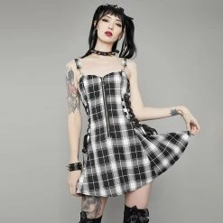Juwas Gothic Plaid Mini Dress CLOTHING