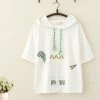 Juwas Kawaii Dinosaur Print Front Pocket Hooded T-Shirt NEW ARRIVAL