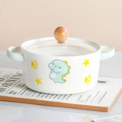 Juwas NEW ARRIVAL Cute Bunny Dinosaur Love Heart Ceramic Bowl With Lip