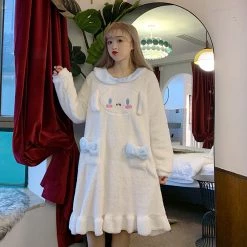 Juwas White Rabbit Plush Night Dress NEW ARRIVAL