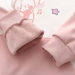 Juwas Rainbow Rabbit Print Pocket Warm Hoodie CLOTHING