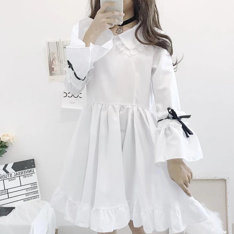 Juwas CLOTHING Lolita Maid Girl Ruffle Collar Mini Dress 8 Juwas CLOTHING Lolita Maid Girl Ruffle Collar Mini Dress