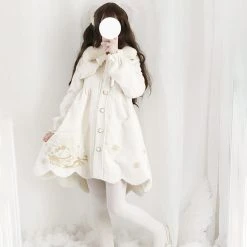 Juwas Lolita Bunny Embroidery Button Up Warm Coat