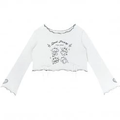 Juwas Devil Puppy Print Bowknot T-shirt