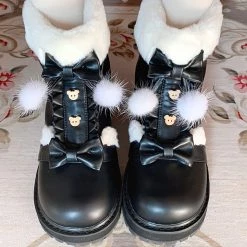 Juwas Shoes Fuzzy Ball Lolita Snow Boots 23 Juwas Shoes Fuzzy Ball Lolita Snow Boots