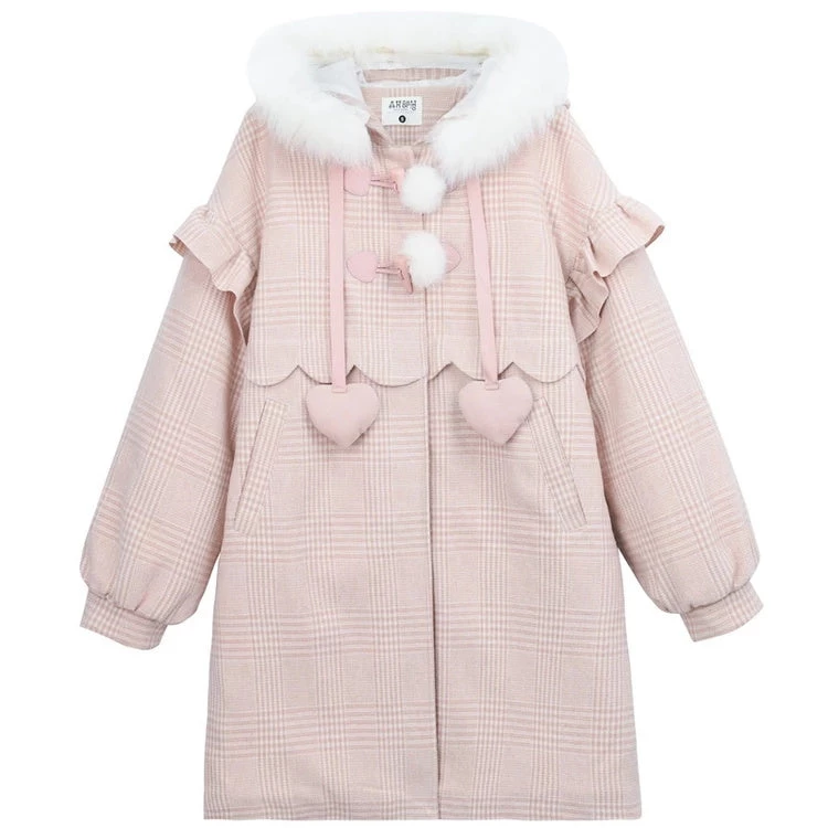 -Juwas NEW ARRIVAL Lovely Plaid Ruffled Cotton Coat 6 -Juwas NEW ARRIVAL Lovely Plaid Ruffled Cotton Coat