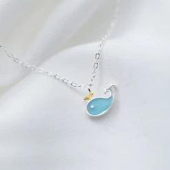Juwas Blue Whale Pendant Silver Necklace Fashion & Beauty