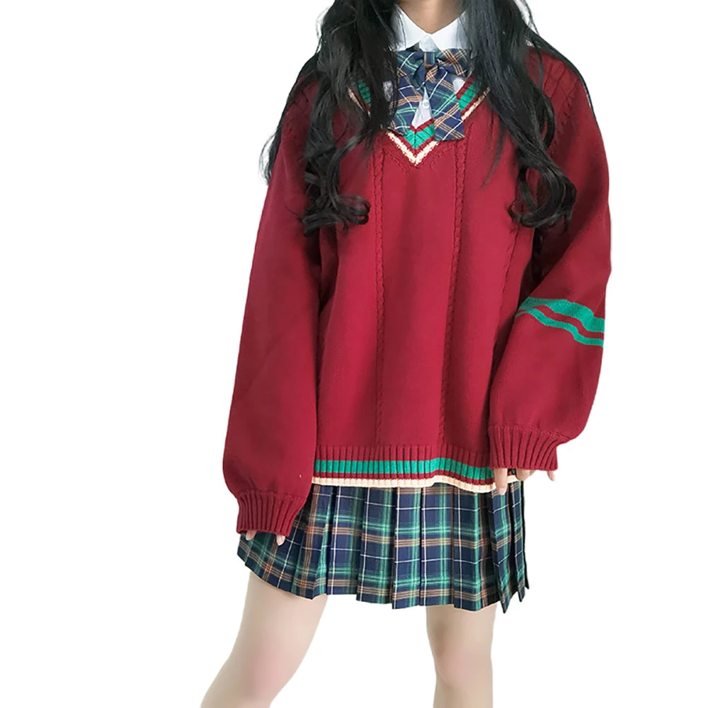 Juwas Chic Red School Girl Knitted Vest Sweater 8 Juwas Chic Red School Girl Knitted Vest Sweater