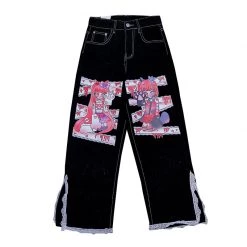 Juwas CLOTHING Harajuku Anime Twin Neko Trouser Pants