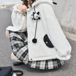 Juwas NEW ARRIVAL White Panda Cotton Hoodie Sweater Jacket