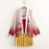 Juwas NEW ARRIVAL Japanese Spring Flower Embroidered Kimono And Skirt Set