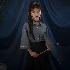 Juwas Kawaii Messenger Polo Shirt And Single Suspender Skirt NEW ARRIVAL