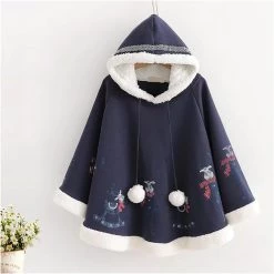 Juwas Cartoon Deer Print Warm Coat