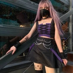 Juwas CLOTHING Sexy Streetwear Backless Bandage Tops And Mini Skirts Set