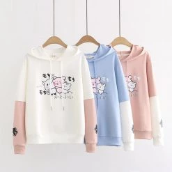 Juwas CLOTHING Lovely Pig And Friends Embroidery Hoodie