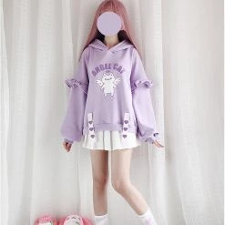 -Juwas NEW ARRIVAL Japanese Angel Cat Wing Ruffle Warm Hoodie