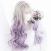 Juwas Fashion & Beauty Lolita Gray Purple Long Curly Wig