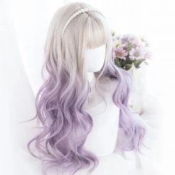 Juwas Fashion & Beauty Lolita Gray Purple Long Curly Wig