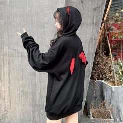 -Juwas Little Devil Wings Oversized Hoodie NEW ARRIVAL