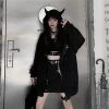 Juwas Goth Black Devil Horns Oversize Jacket