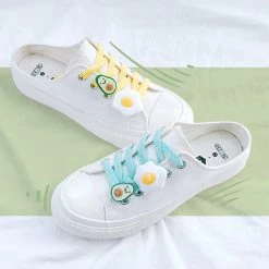 Juwas Ulzzang Girl Egg And Avocado White Sneakers
