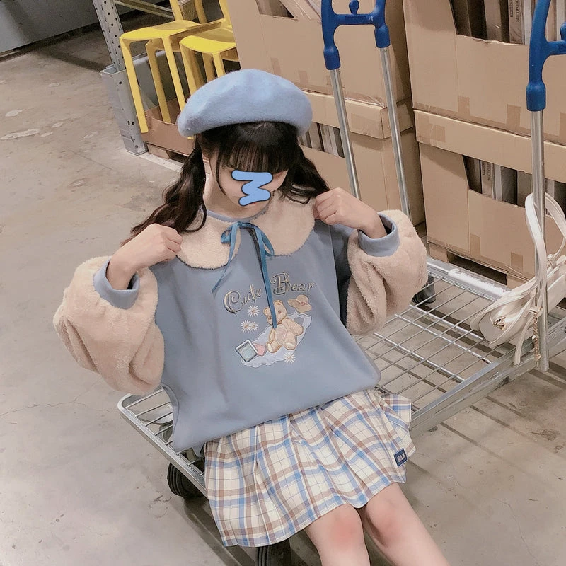 -Juwas NEW ARRIVAL Cute Bear Wool Collar N Sleeves Tops 5 -Juwas NEW ARRIVAL Cute Bear Wool Collar N Sleeves Tops