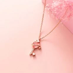 Juwas Heart Key Pendant Silver Necklace