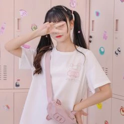 Juwas Pink Pig Basic Shirt With Crossbody Bag