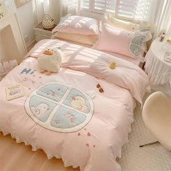 Juwas Cute Duckling Embroider Cotton Bedding Set 13 Juwas Cute Duckling Embroider Cotton Bedding Set