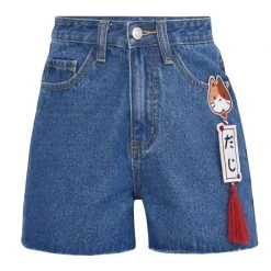 Juwas Cute Kitten Tattered Denim Shorts NEW ARRIVAL