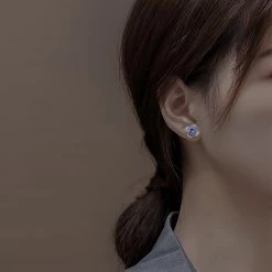 Juwas NEW ARRIVAL Blue Flower 925 Sterling Silver Stud Earrings