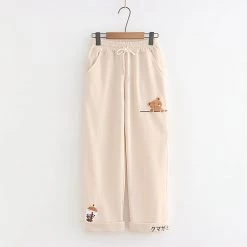 Juwas NEW ARRIVAL Sweet Milktea Bear Loose Sweatpants