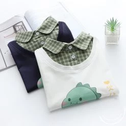 Juwas Adorable Fat Dino Fake Under Polo Sweater