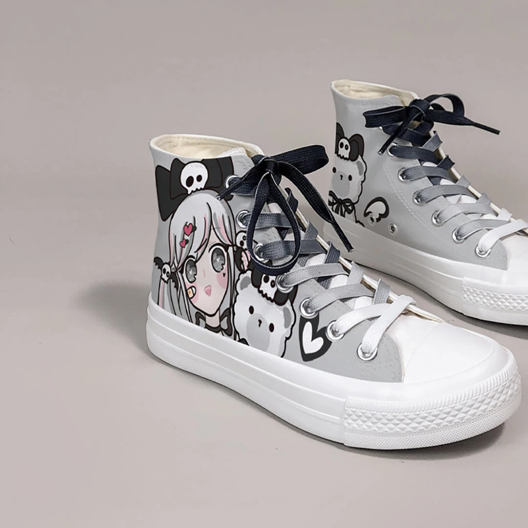 Juwas Shoes Dark Animal Girl High Top Canvas Sneaker 8 Juwas Shoes Dark Animal Girl High Top Canvas Sneaker