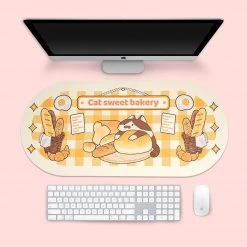Juwas Cute Cartoon Cat Mouse Pad And Keyboard Wrist Rest