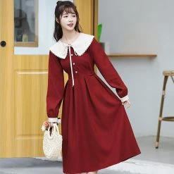 Juwas Vintage Doll Collar Long Dress NEW ARRIVAL