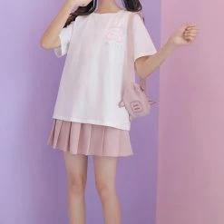 Juwas Pink Pig Basic Shirt With Crossbody Bag