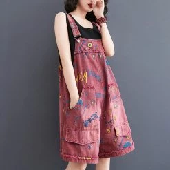 Juwas NEW ARRIVAL Monster Letters Print Loose Overalls