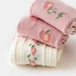 Juwas Sweet Fruits Pink And Yellow Ankle Socks- 3 Pairs CLOTHING