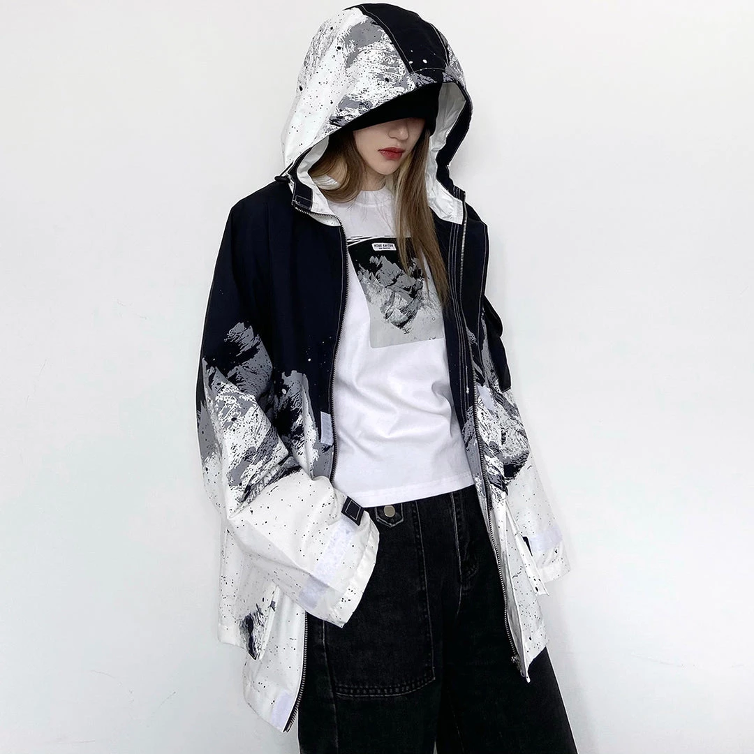 Juwas Retro Black Color Splash Oversize Jacket 7 Juwas Retro Black Color Splash Oversize Jacket