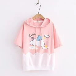 Juwas Lovely Bear Cloud Print T-shirt