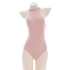 Juwas Sweet Pink Halter Onesie Bodysuit Lingerie