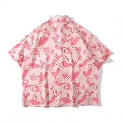 Juwas Love Hearts Printed Vintage Loose T-shirt