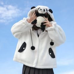 Juwas NEW ARRIVAL White Panda Cotton Hoodie Sweater Jacket