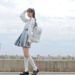 Juwas Kawaii School Girl Blue Plaid JK Skirts