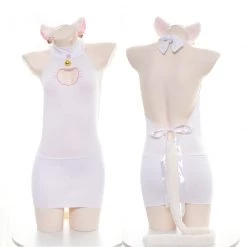 Juwas Sexy Bodycon Lucky Cat Onesie Dress CLOTHING